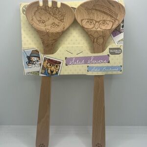 Talisman Designs Beechwood Cats with Glasses Salad Serving Set (C13)